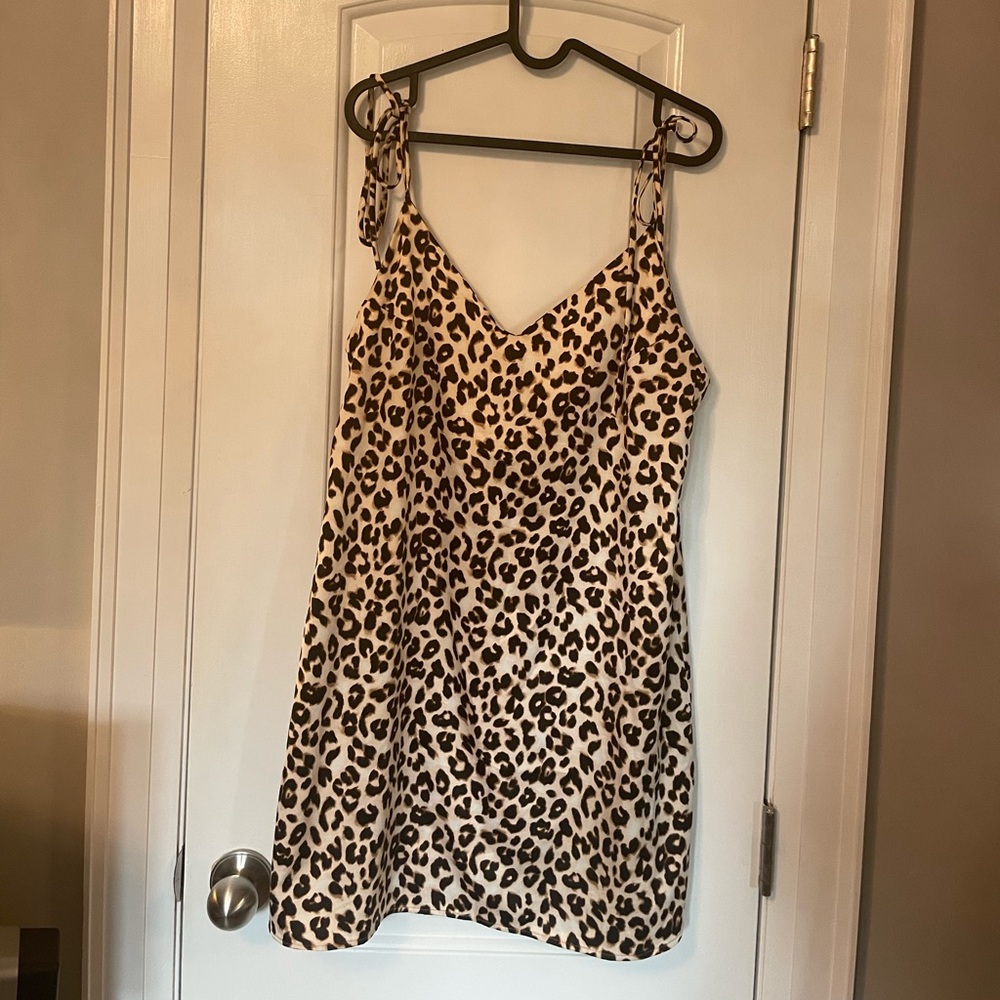 Leopard Print Mini Dress, Size M